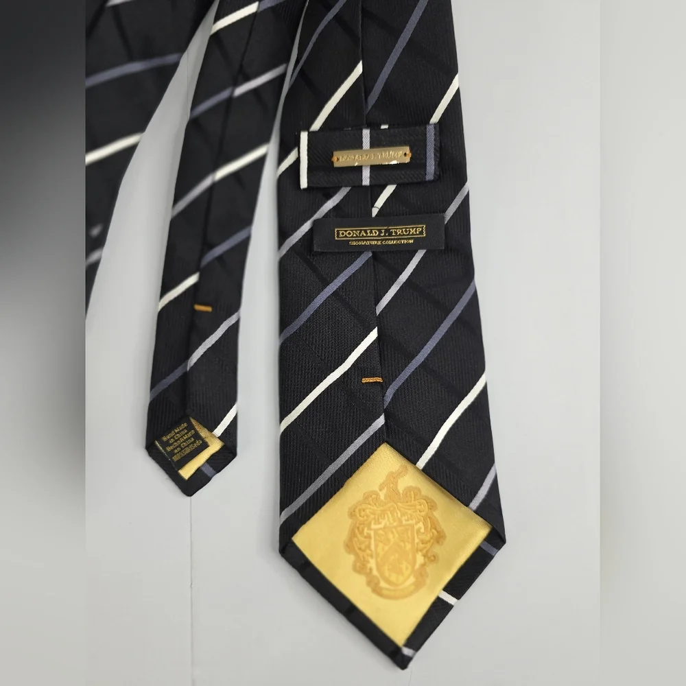 Donald Trump Tie Black With Silver/White Lines 57